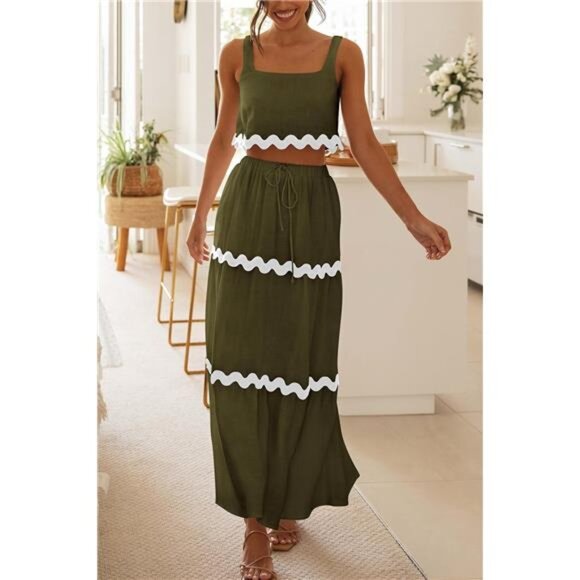 NEW Women's 2-Piece Summer Beach Outfit – Sleeveless Cropped - Picture 4 of 6